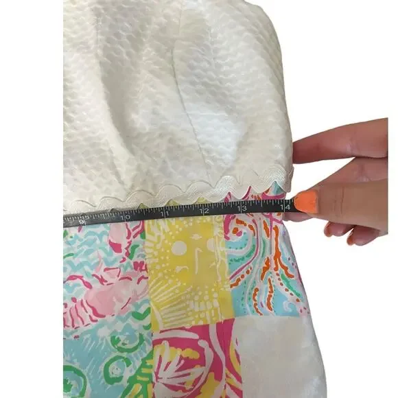 Lilly Pulitzer Franco Strapless Patchwork Mini Dress Multi State  Mind Cotton 4 - Picture 9 of 9